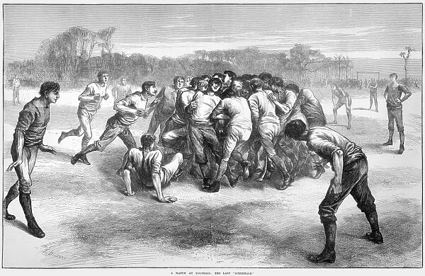 A match of Rugby football: line engraving from an English newspaper of 1871