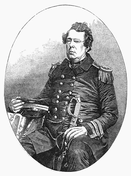 MATTHEW PERRY (1794-1858). American Naval officer. Wood engraving, English, 1853