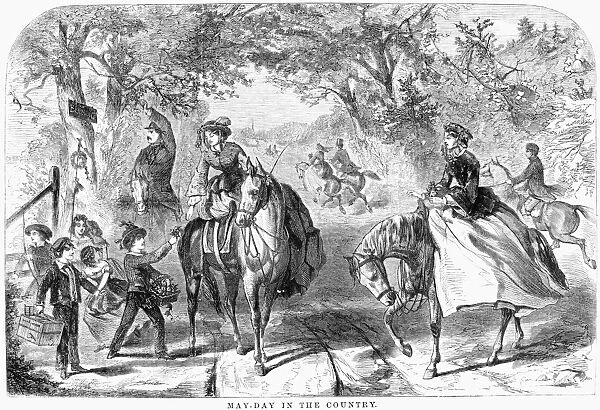 MAY DAY, 1859. May-Day in the Country. Wood engraving, American, 1859