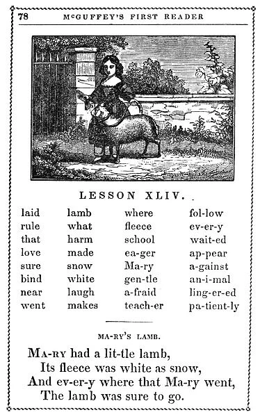 McGUFFEYs READER, 1853. Lesson page from an 1853 edition of William Holmes McGuffeys First Eclectic Reader
