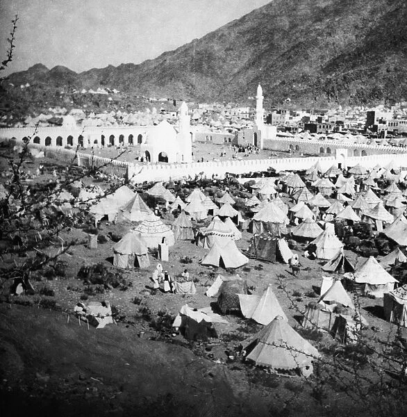 MECCA: PILGRIMS, c1910. A city of tents outside of the Ka ba at Mecca, Saudi Arabia