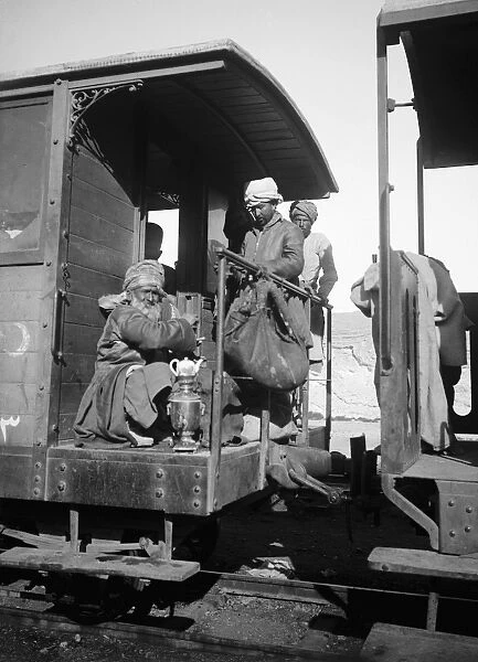 MECCA: PILGRIMS, c1910. Muslim pilgrims on a train to Mecca, Saudi Arabia. Stereograph