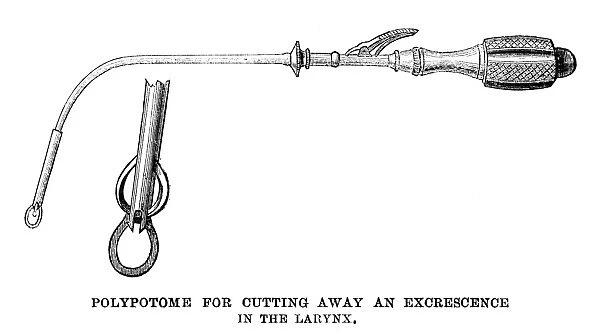 MEDICAL INSTRUMENT, 1867. Polypotome for cutting away growths in the larynx, as