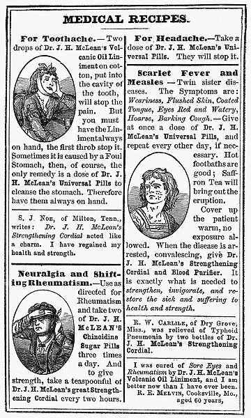 Medical recipes from Dr. J. H. McLeans Family Almanac, 1874