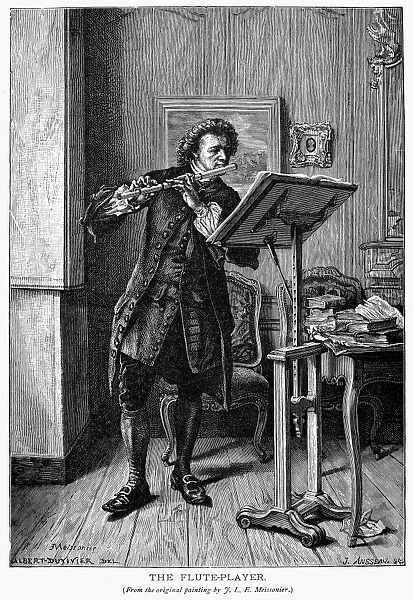 MEISSONIER: FLUTE PLAYER. The Flute Player. Line engraving after the painting by Jean-Louis-Ernest Meissonier, c1879