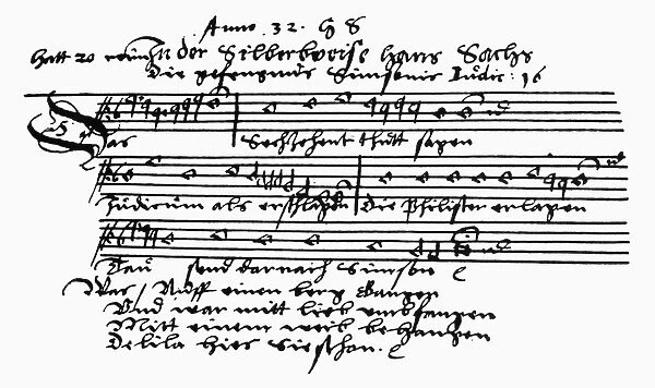 MEISTERGESANG, 16th CENTURY. Meistergesang, or solo song, composed by Meistersinger