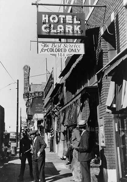 MEMPHIS: BEALE ST. c1939. Secondhand clothing stores and pawn shops on Beale Street