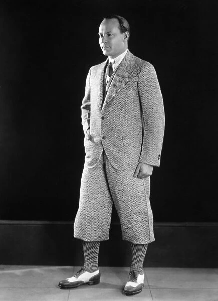 MENs FASHION, c1925. Photograph, American golfing costume, c1925