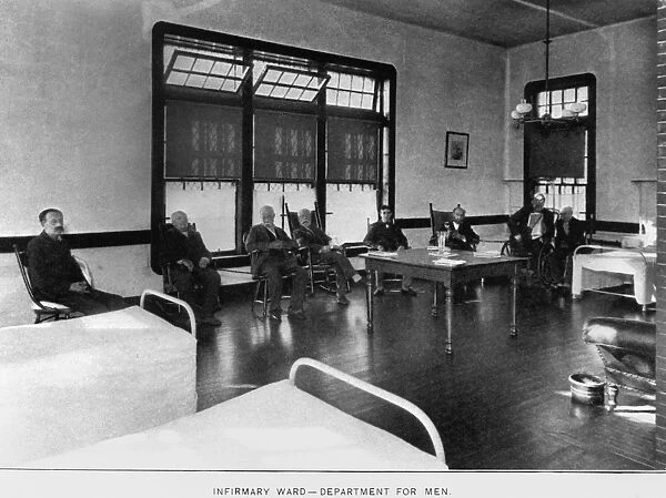 MENTAL HOSPITAL, c1899. Patients in the mens infirmary ward of the Boston Insane Hospital