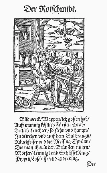 METALWORKER, 1568. The Metalworker makes statuettes, coats-of-arms for noblemens tombs