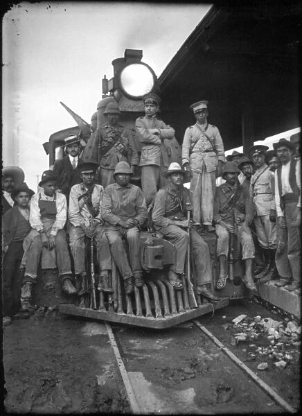 MEXICAN REVOLUTION, c1915. Soldiers on a locomotive during the Mexican Revolution