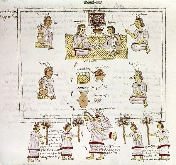MEXICO: AZTEC WEDDING. Aztec wedding ceremony, during which the clothes of the bride