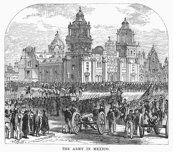 MEXICO CITY, 1847. The U. S. Army entering Mexico City, 17 September 1847. Line engraving, 19th century