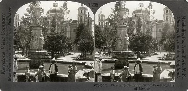 MEXICO CITY, c1920. Plaza and church of Santo Domingo, City of Mexico. Stereograph