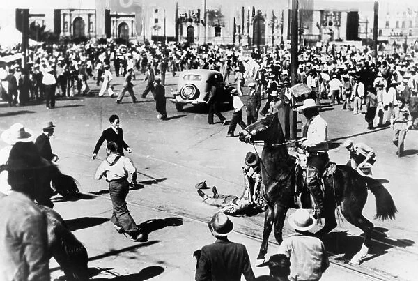 MEXICO CITY: RIOT, 1938. A riot between indigenous Mexicans, communists, and fascist