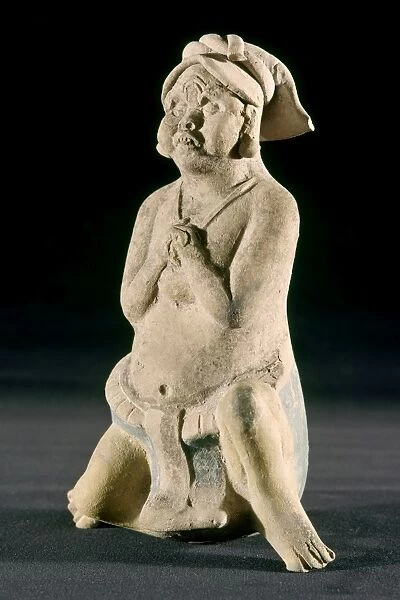 MEXICO: MAYAN FIGURE. Ceramic kneeling figure. Mayan, from Jaina, Campeche, Mexico, 700-900 A. D