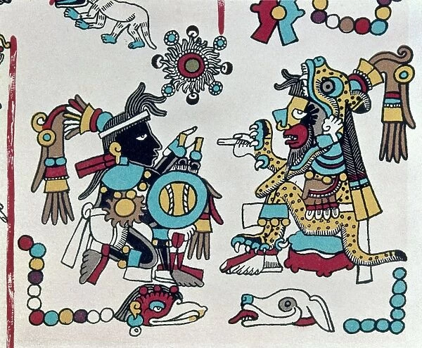 MEXICO: MIXTEC RULERS. Mixtec king, Eight Deer Jaguar Claw (left), negotiates treaties