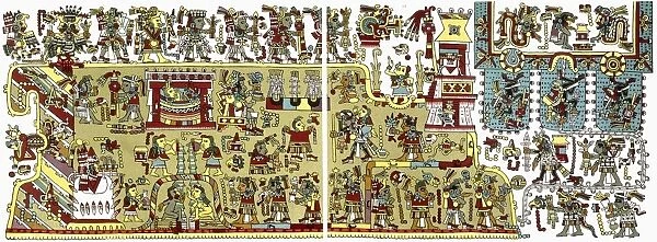 MEXICO: MIXTECS. Codex drawing of the Mixtec culture of southern Mexico, c14th