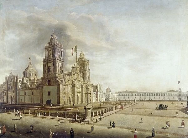 MEXICO: OAXACA CATHEDRAL. Oil on canvas, mid-19th century
