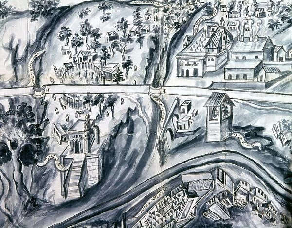 MEXICO: SILVER MINE. Map of the silver mines of the Guanajuato region, from Historia Guanajuato