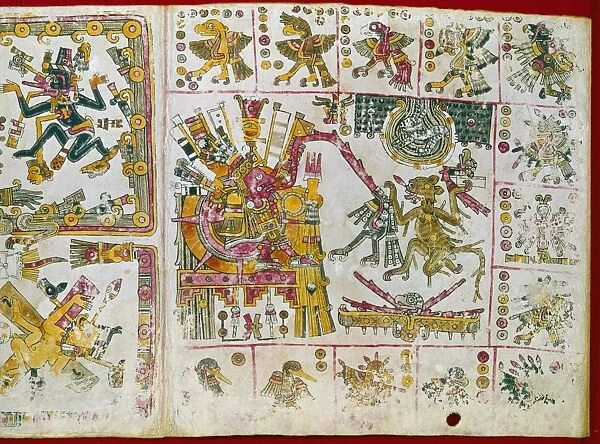 MEXICO: SUN GOD, c1450. Tonatiuh, the sun god. Painting from the Codex Borgia, c1450