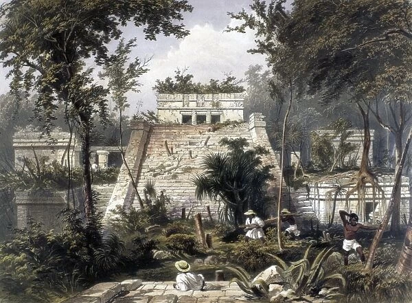 MEXICO: TULUM, 1844. The castle at the Mayan ruins of Tulum on the Yucatan Pensinsula. Lithograph by Frederick Catherwood, London, 1844