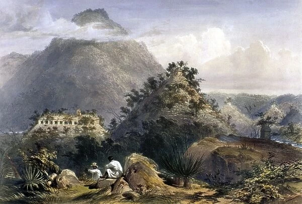 MEXICO: UXMAL, 1844. Archway, Casa del Gobernador at the Mayan ruins of Uxmal, Yucatan, Mexico. Lithograph by Frederick Catherwood, London, 1844