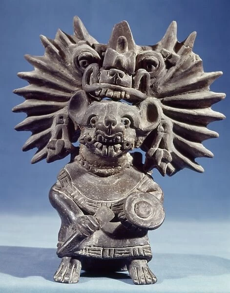 MEXICO: VAMPIRE GODDESS. Bat vampire goddess. Black ceramic figure typical of the Zapotec culture, from Monte Alban, Oaxaca, c100 A. D