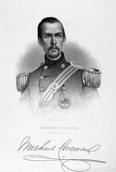 MICHAEL CORCORAN (1827-1863). American army officer. Stipple engraving, American, 19th century