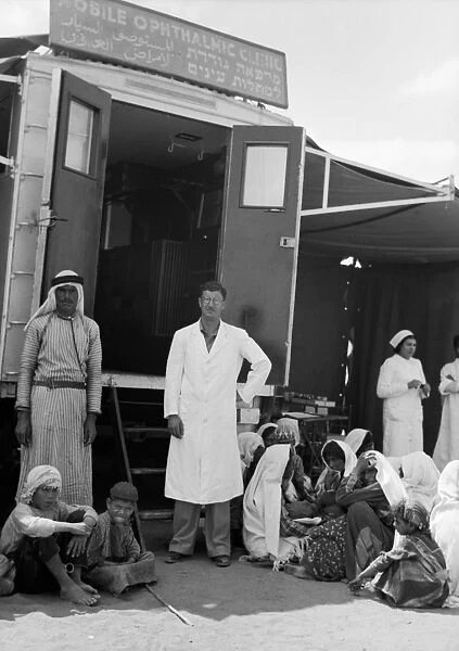 MIDDLE EAST: MOBILE CLINIC. Shukeir, a local doctor, outside of the Palestinian