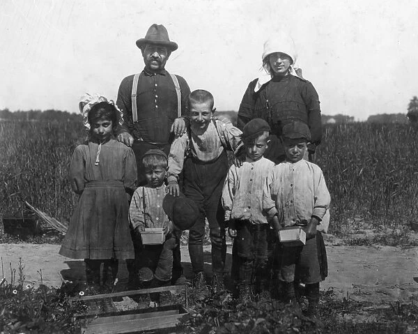 MIGRANT FAMILY, 1910. The Arnao family, an Italian family of migrant berry pickers