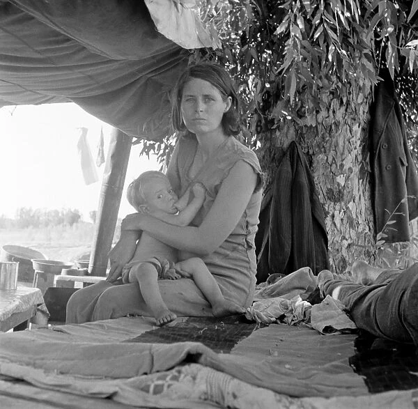 MIGRANT FAMILY, 1936. Drought refugees from Oklahoma camping by the roadside