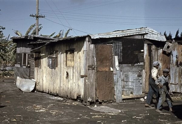 MIGRANT WORKERS, 1941. Shacks of African American migrant workers in Belle Glade, Florida. Photograph, February 1941