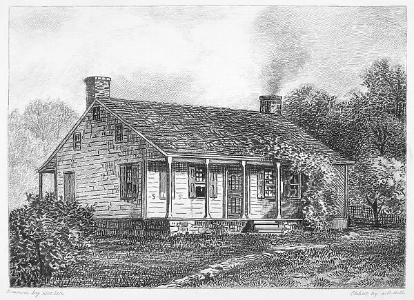 The Miller House, used as General George Washingtons headquarters at White Plains, New York. Engraving, 19th century