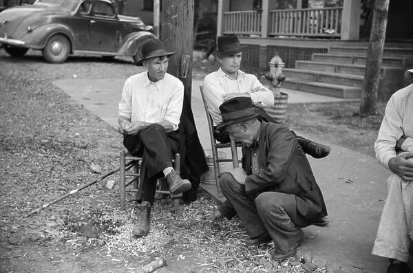 MINER STRIKE, 1939. Striking copper miners waiting for scabs to come out of the mines in Ducktown