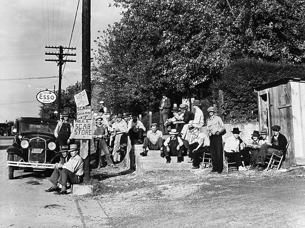 MINER STRIKE, 1939. Striking copper miners picket a company store in Ducktown, Tennessee