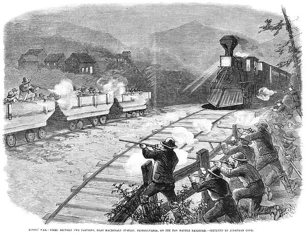 MINERS WAR, 1874. Fight between two factions of miners, near Macdonald Station