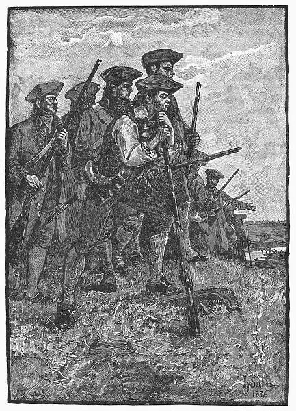 Minutemen of the American Revolution. Illustration, 1885