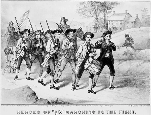 MINUTEMEN: HEROES OF 1776. Heroes of 76, Marching to the Fight. Lithograph