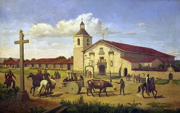 MISSION SANTA CLARA, 1849. View of the Mission Santa Clara in California. Painting by Andrew P