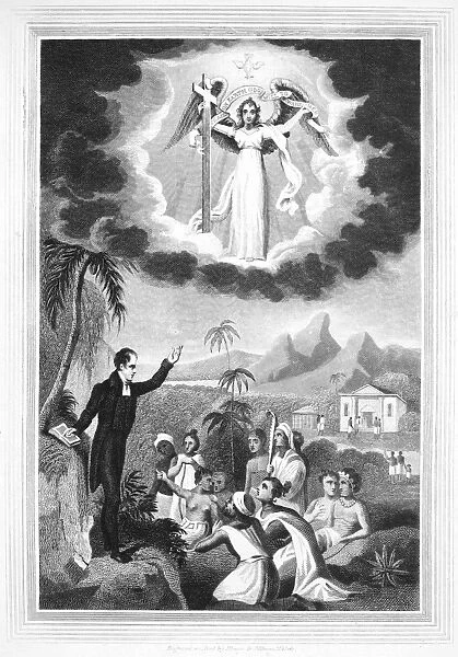 MISSIONARY, 1832. The Gospel Preached to the Heathen. Steel engraving, American, 1832