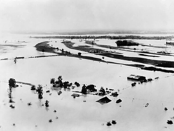 MISSISSIPPI FLOOD, 1927. Aerial view of the Great Mississippi Flood of 1927. Photograph