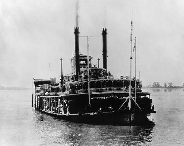 MISSISSIPPI STEAMBOAT, 1926. The steamboat formerly known as the Kate Adams, launched in 1898, photographed on the Mississippi River in 1926, after it had been renamed La Belle Riviere for use in a film adaptation of Harriet Beecher Stowes novel Uncle Toms Cabin, released the following year