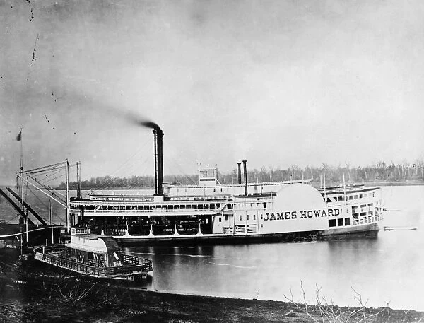 MISSISSIPPI STEAMBOAT, c1875. The packet steamer James Howard at the confluence