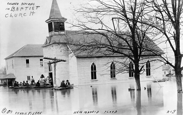MISSOURI: FLOOD, c1912. Black refugees in a Baptist church in New Madrid, Missouri, after a flood
