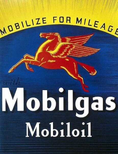 MOBIL ADVERTISEMENT, 1935. American advertisement for Mobil gasoline and motor oil, 1935