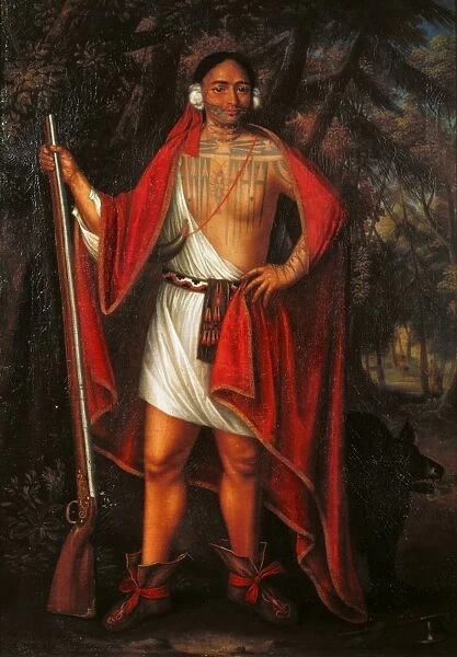 MOHAWK CHIEF, 1710. Sa Ga Yeath Qua Pieth Tow, a Mohawk chief, grandfather of Joseph Brant