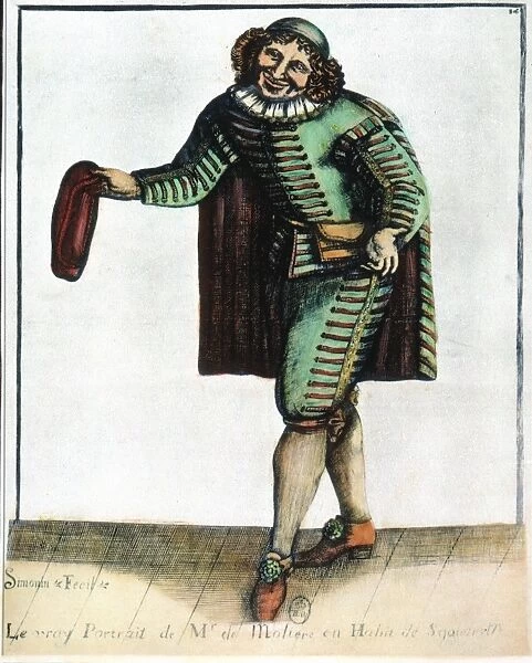 MOLIERE  /  SGANARELLE. Moliere (1622-1673) in the role of Sganarelle: French engraving, 17th century