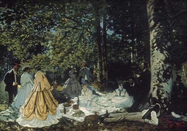 MONET: LUNCHEON, 1866. Luncheon on the Grass. Oil on canvas, 1866, by Claude Monet