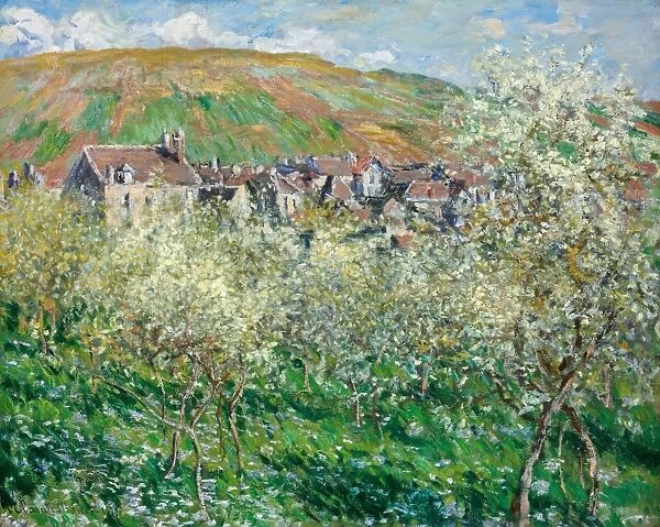 MONET: PLUM TREES, 1879. Flowering Plum Trees. Oil on canvas, Claude Monet, 1879